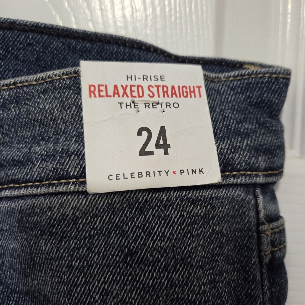 Celebrity Pink Hi-Rise Relaxed Straight The Retro Plus Size Denim Jeans Size 24 - Picture 6 of 11